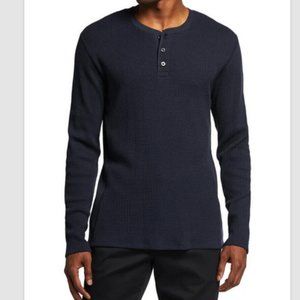 Vince  Blue Waffle Henley Long Sleeve Cotton Shirt Size X-Large